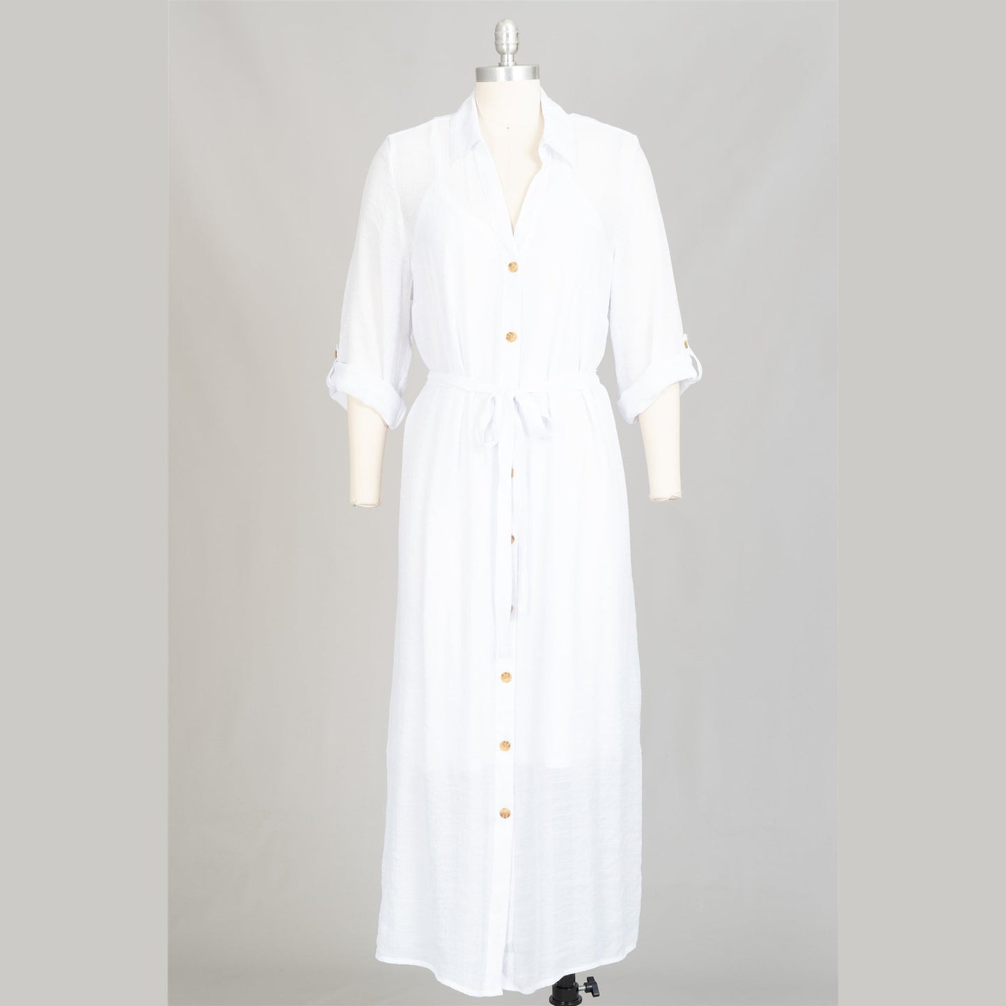 Button-front Maxi PS Slip Shirtdress