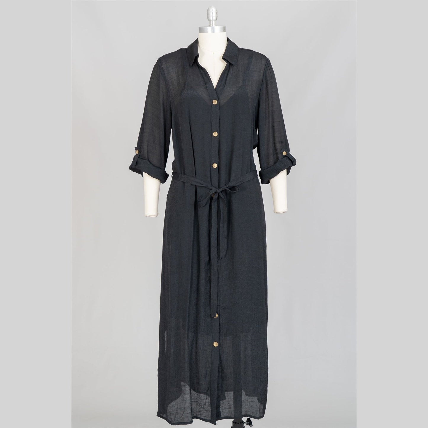 Button-front Maxi PS Slip Shirtdress