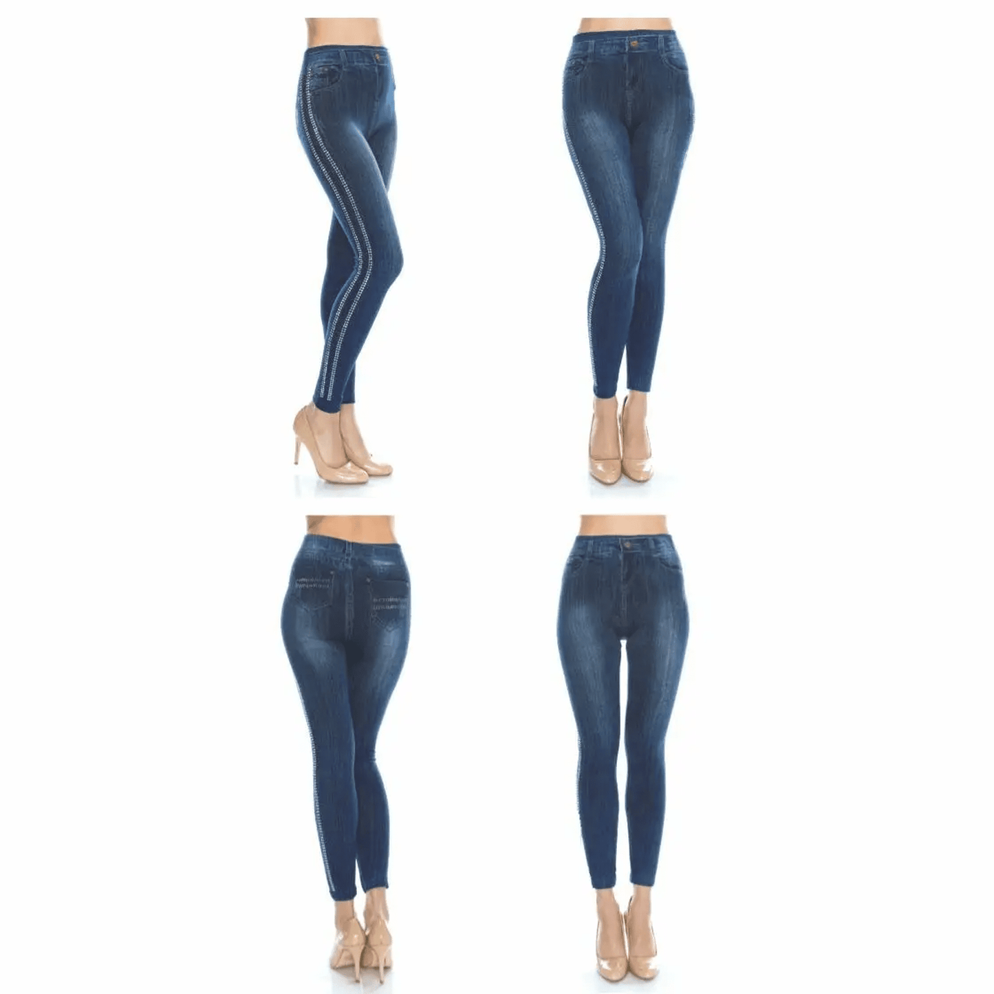 2 Lines Bling Bling Rhinestone Leggings