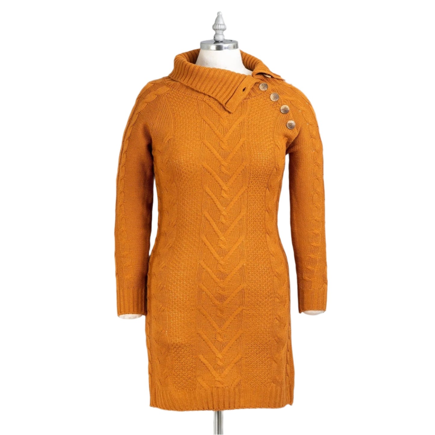 Button Cable Sweater Dress