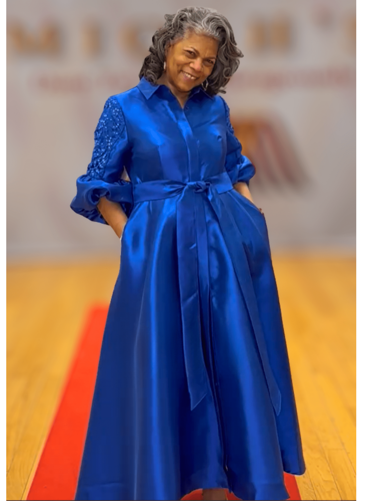 Bishop Sleeve Tie-Waist Maxi Dress