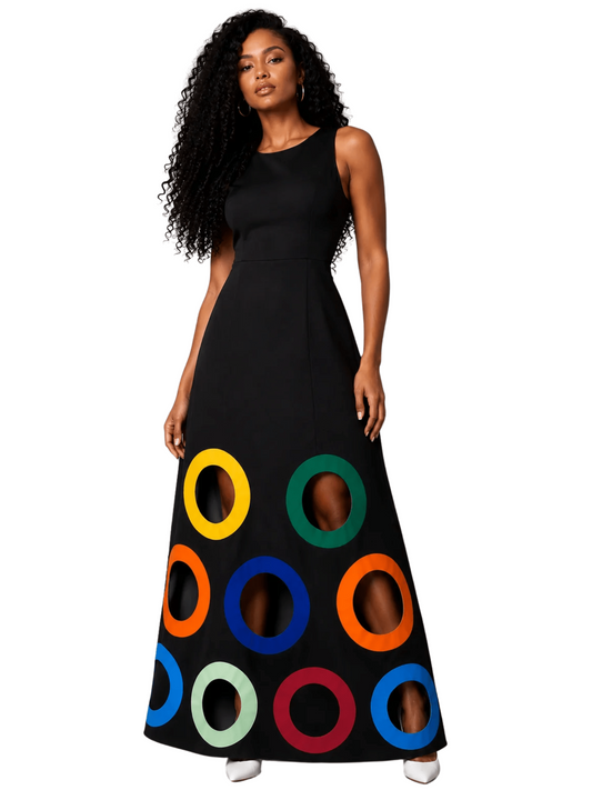 Colorful Circles Cutout Dress