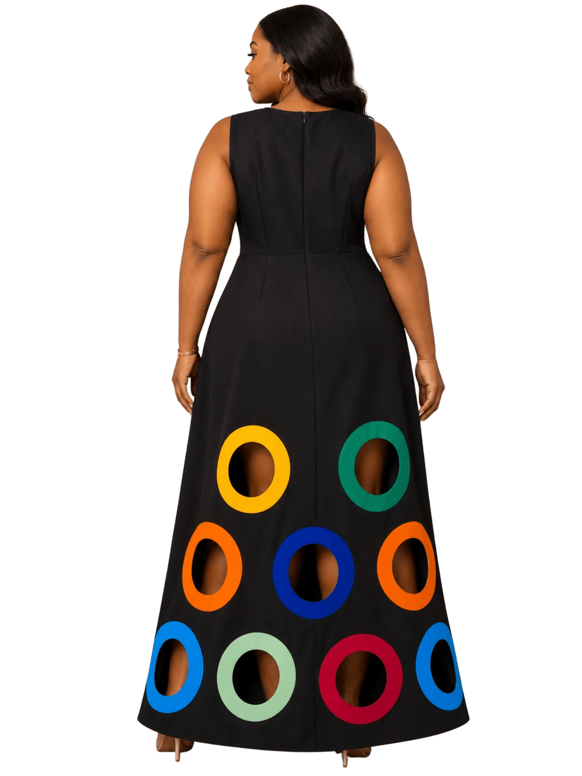 Colorful Circles Cutout Dress