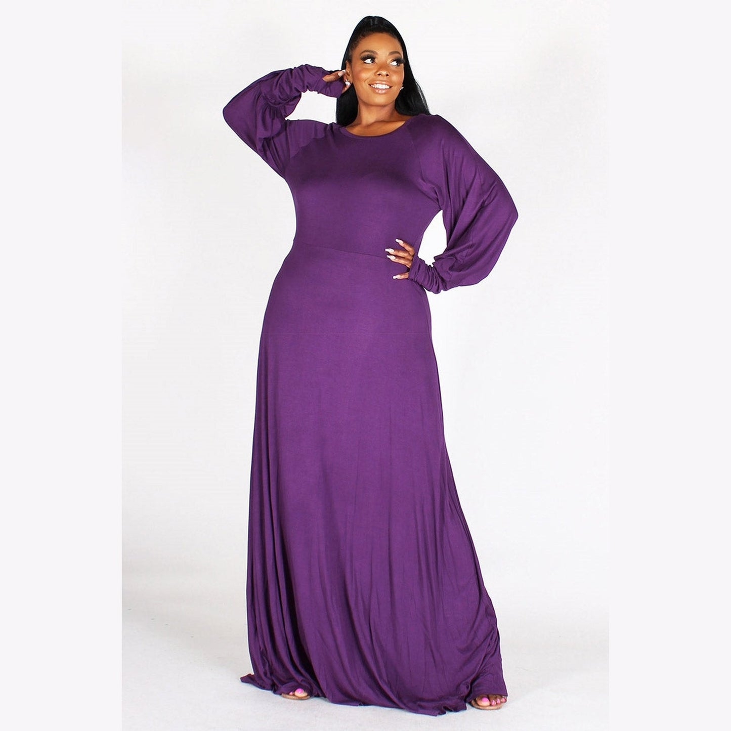 Knit Thumb Hole Sleeve Maxi Dress P
