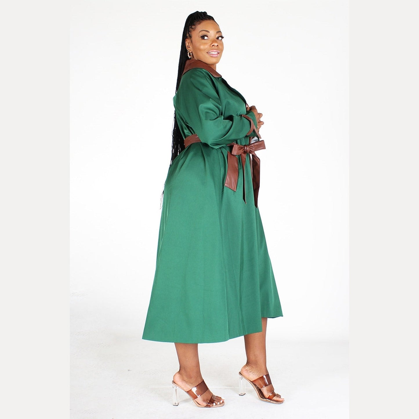 PS Two-tone Faux Leather Trench Coat