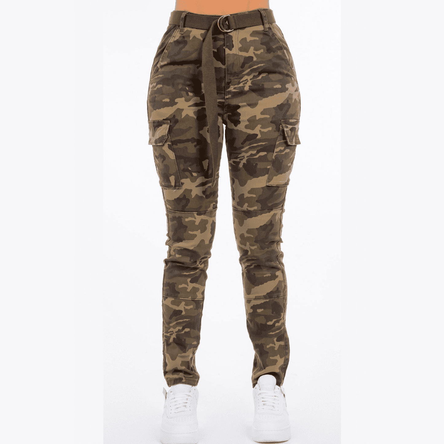 High Rise Camo Cargo Skinny Pants
