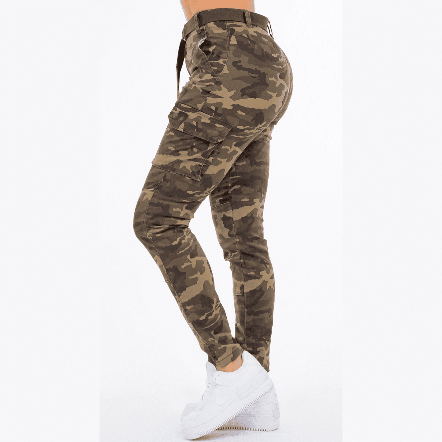 High Rise Camo Cargo Skinny Pants