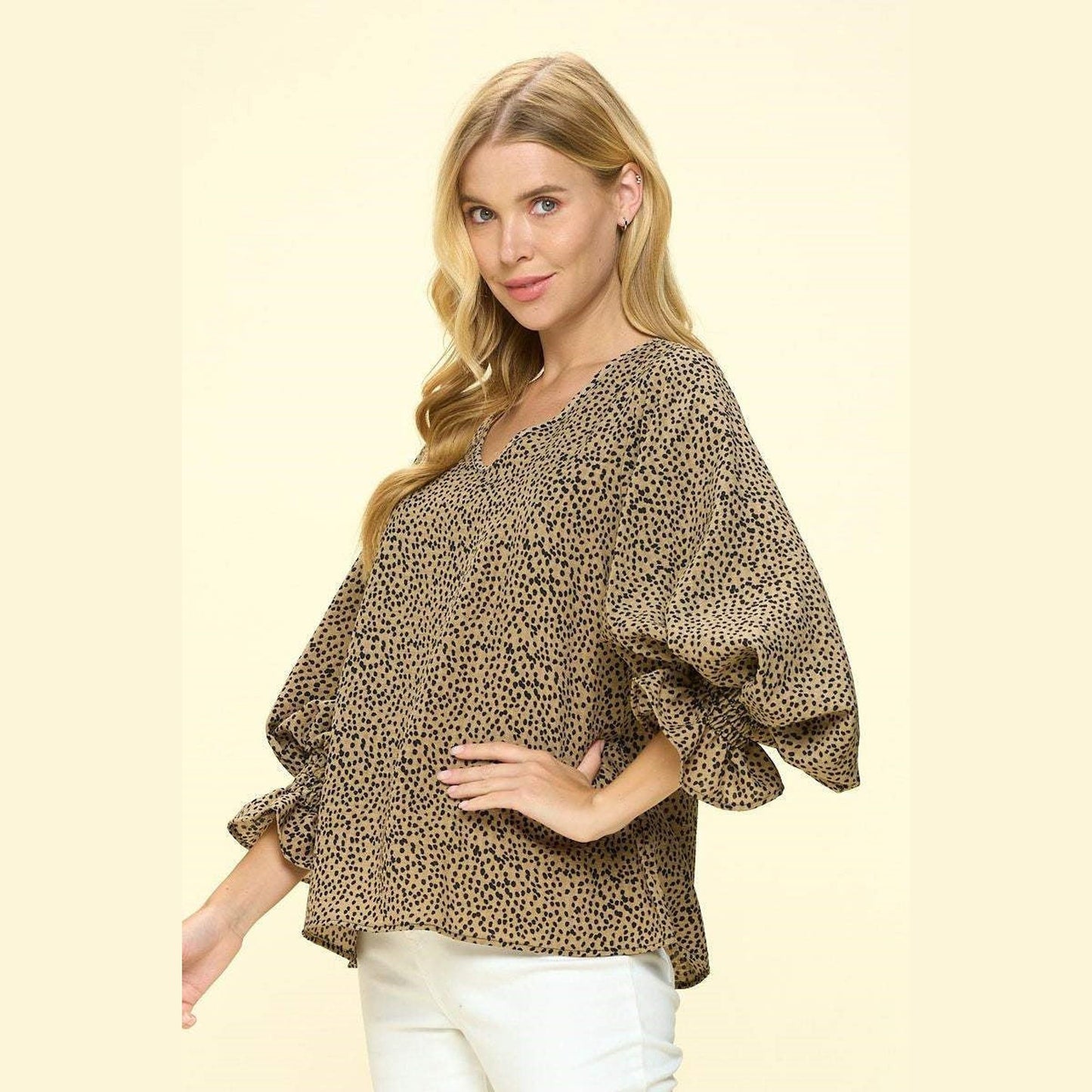 Print Ruffle Sleeve Top