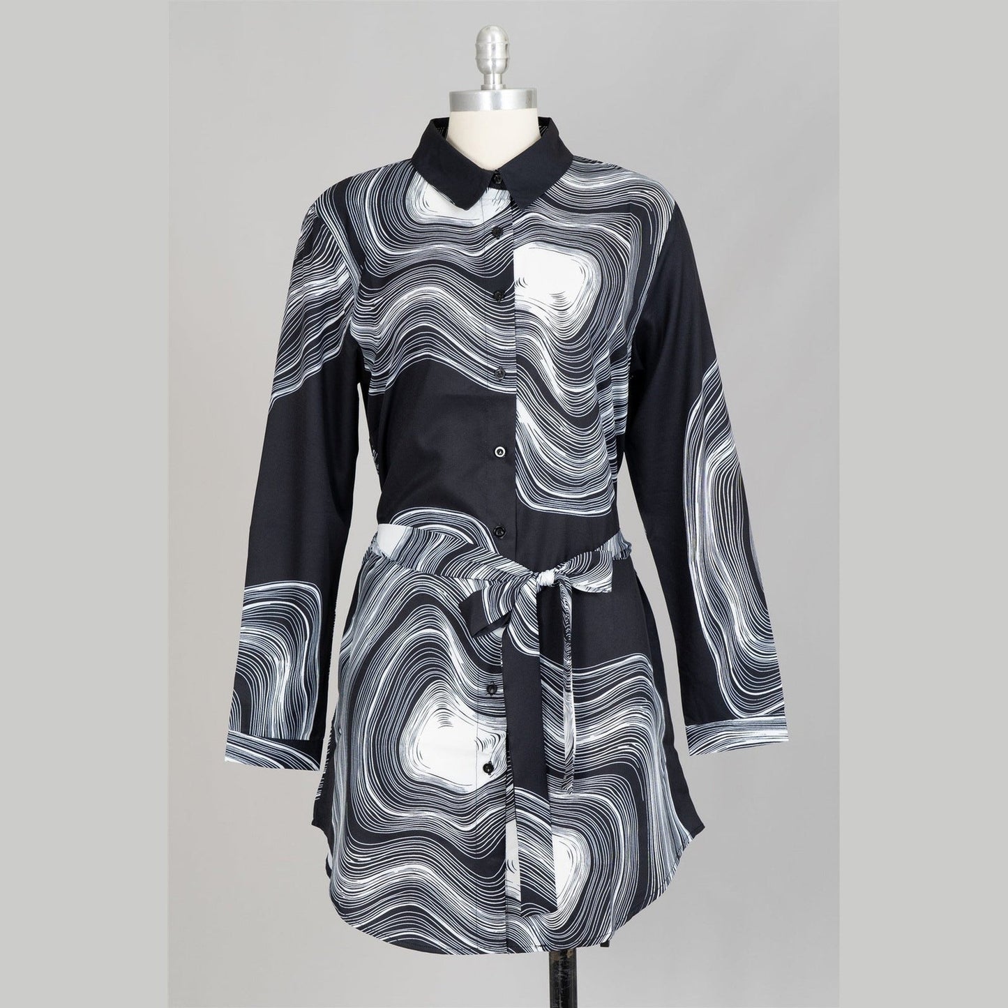 Belted Print Tunic Top