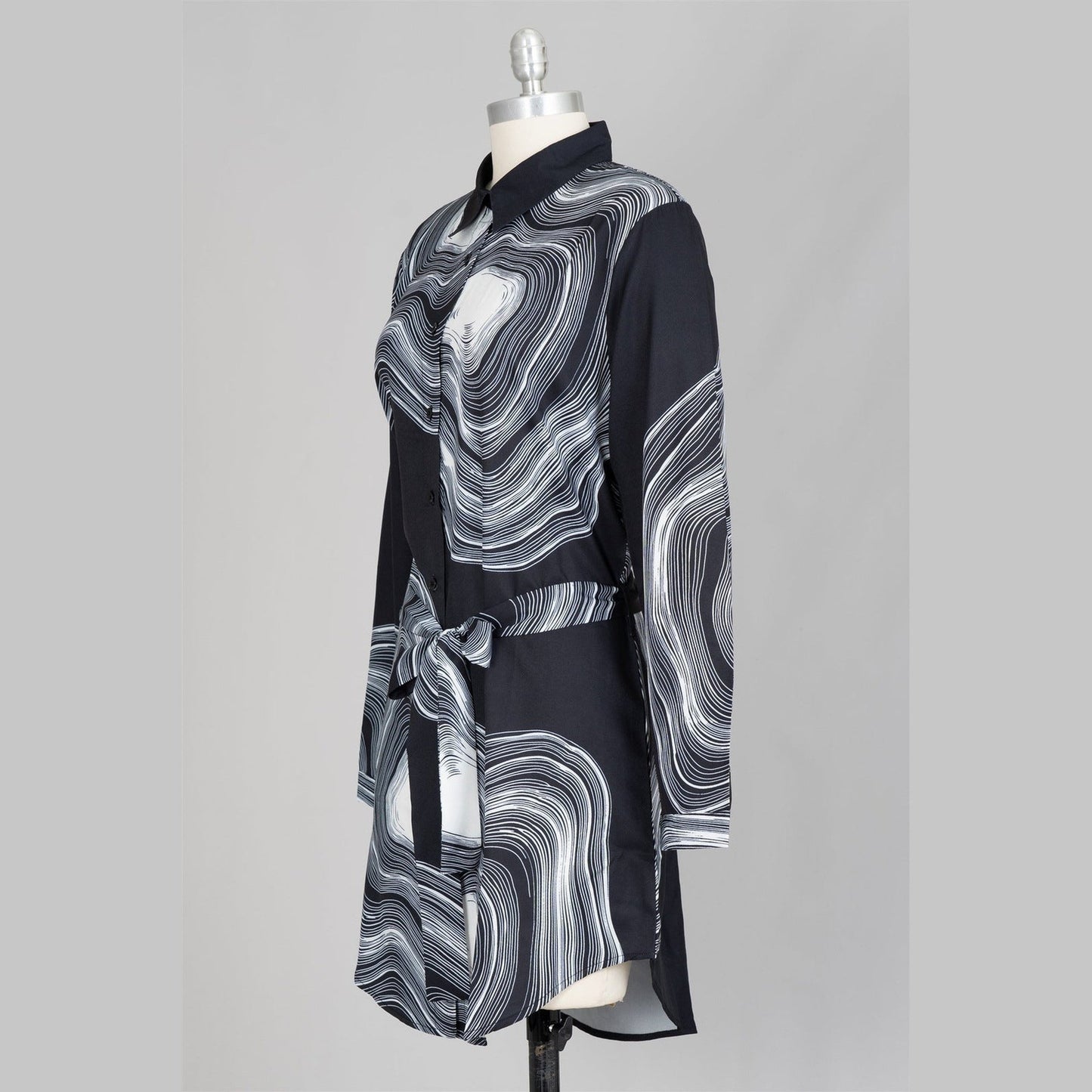 Belted Print Tunic Top