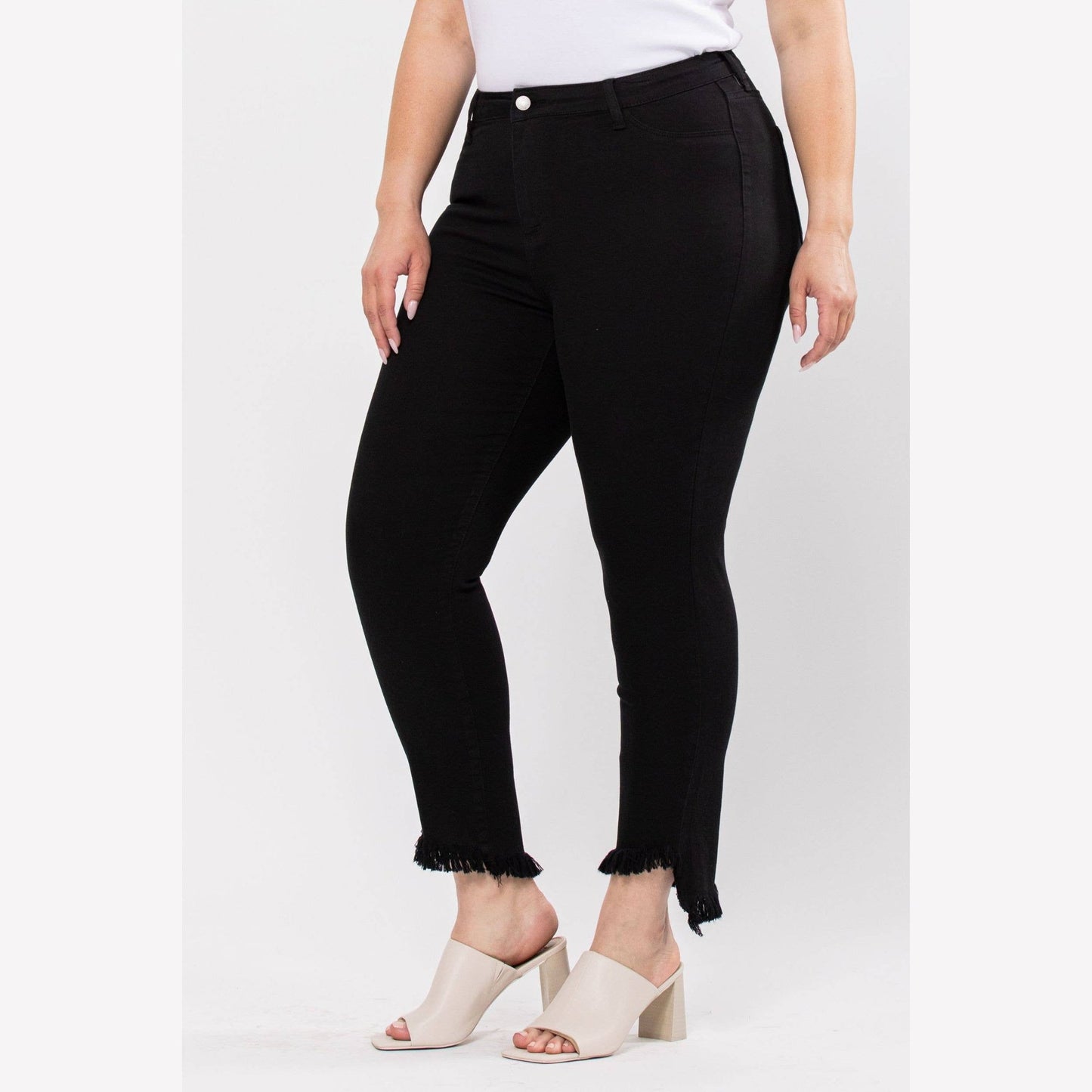 PS Mid Rise Fray Hem Crop Skinny Jeans