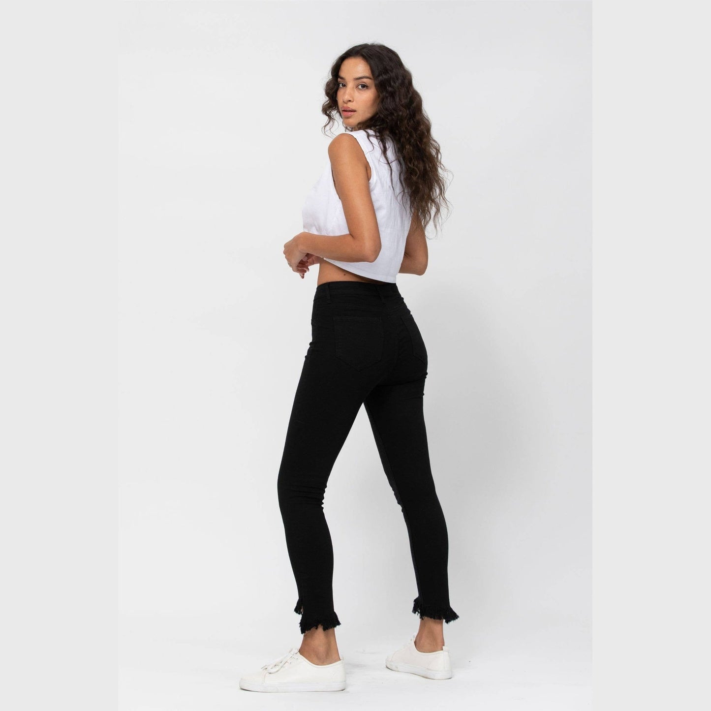 PS Mid Rise Fray Hem Crop Skinny Jeans