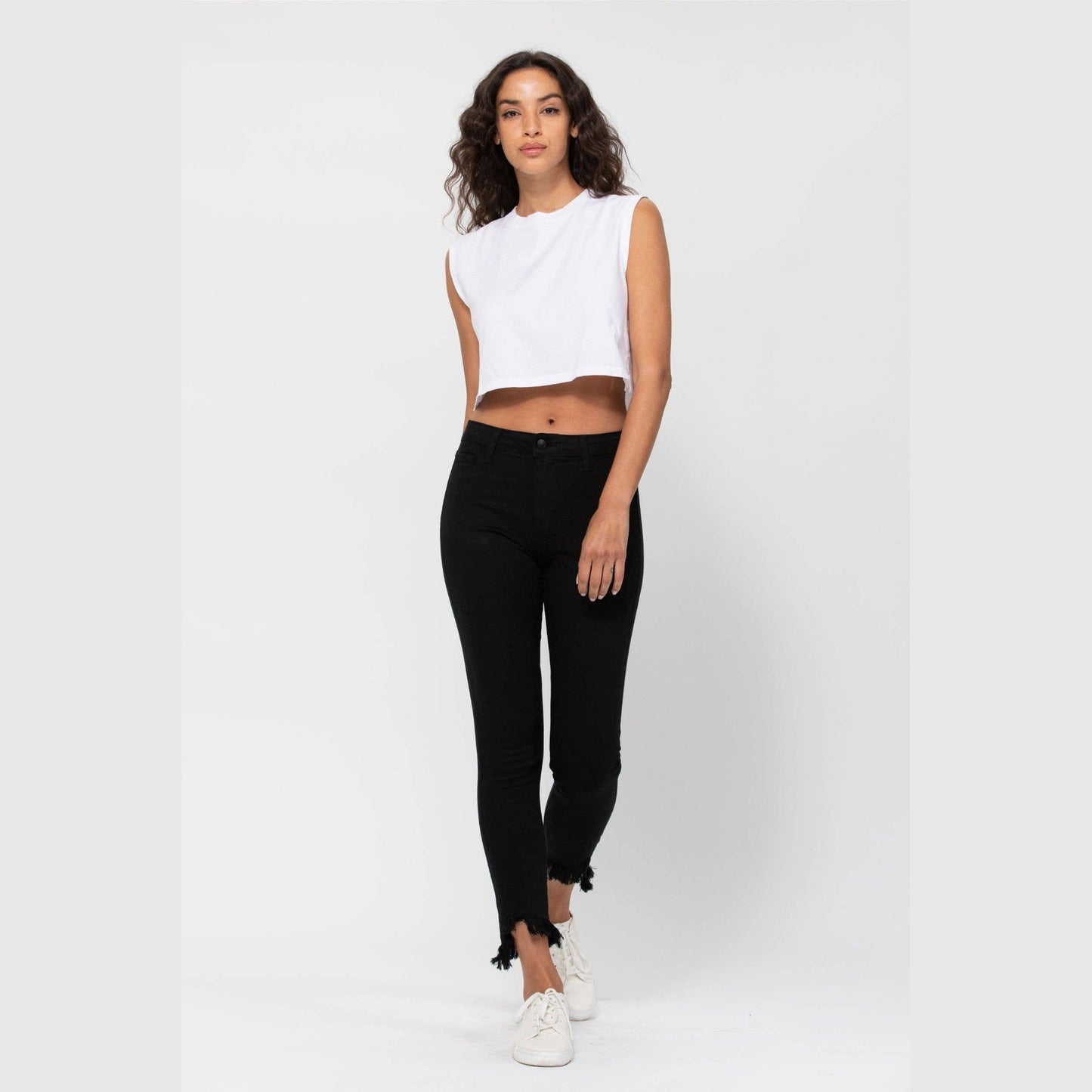 PS Mid Rise Fray Hem Crop Skinny Jeans