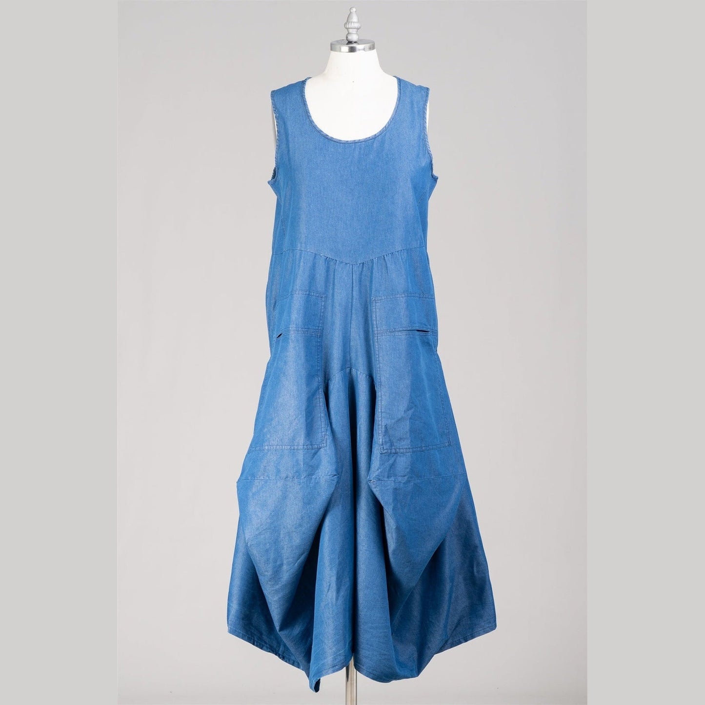 Denim Balloon 2Pocket Maxi Dress