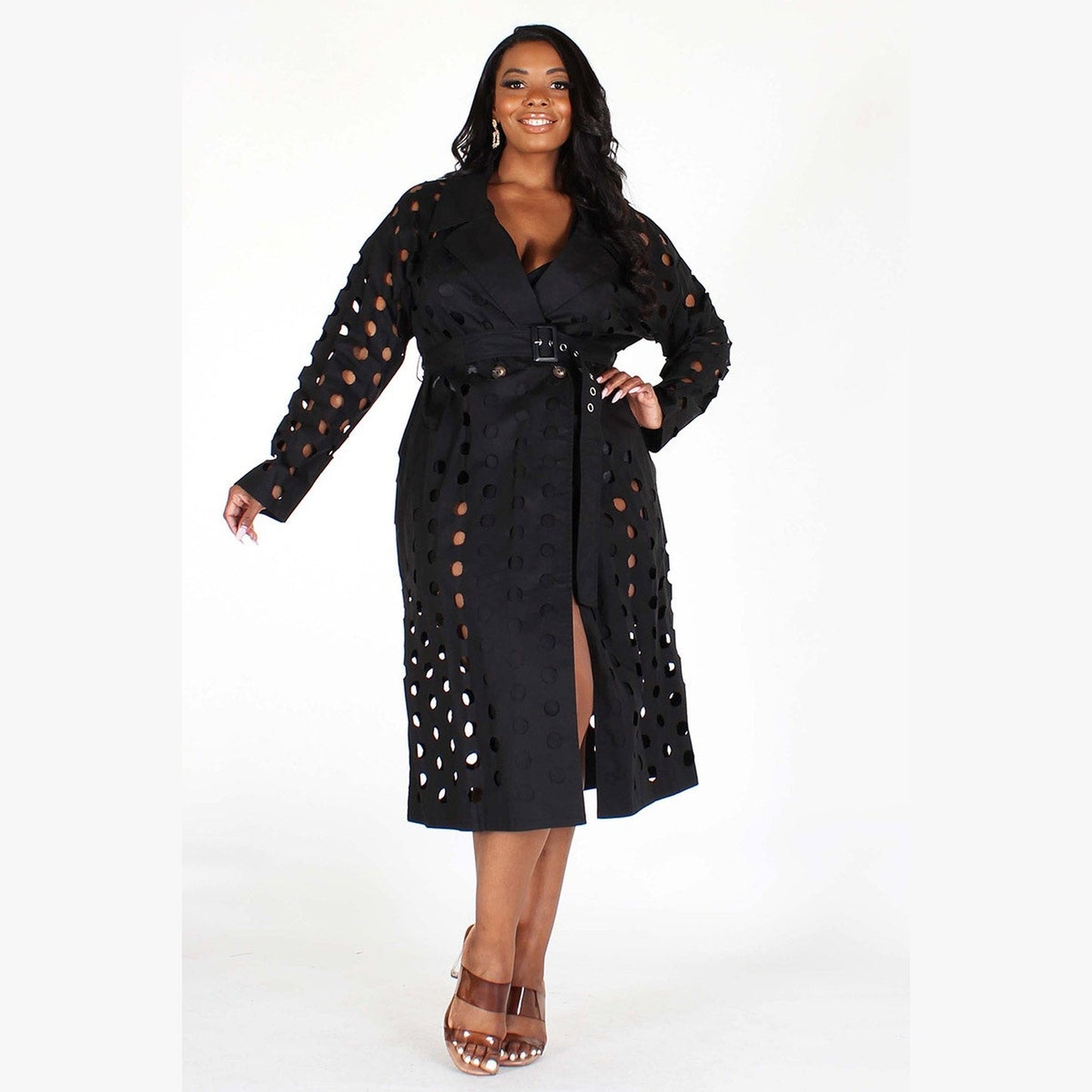 Belted Circle Cut-out Jacket PS