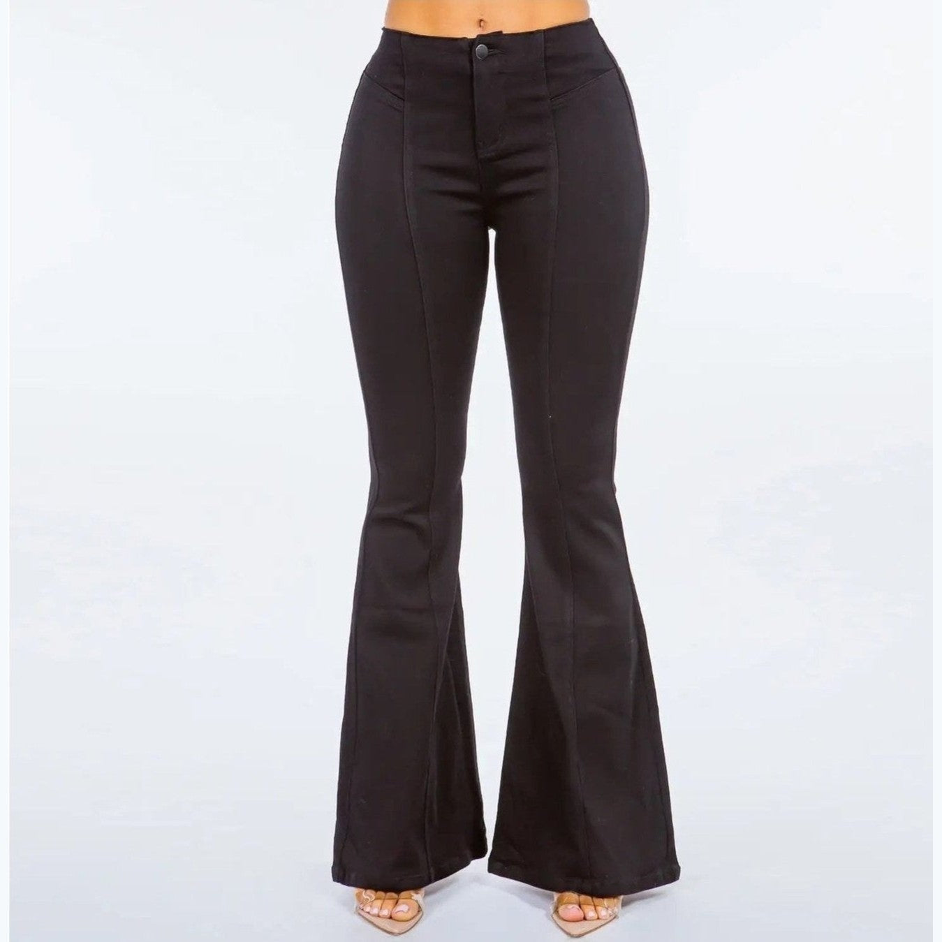High Waist Pull On Flare Jeans