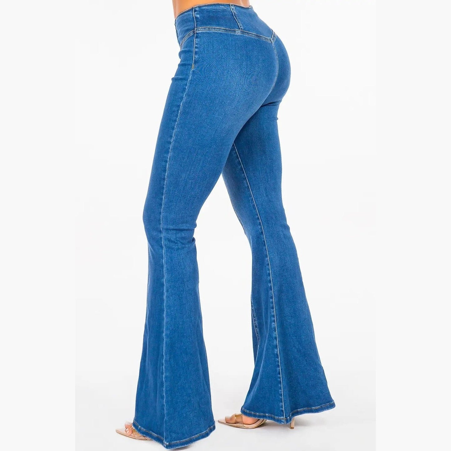 High Waist Pull On Flare Jeans