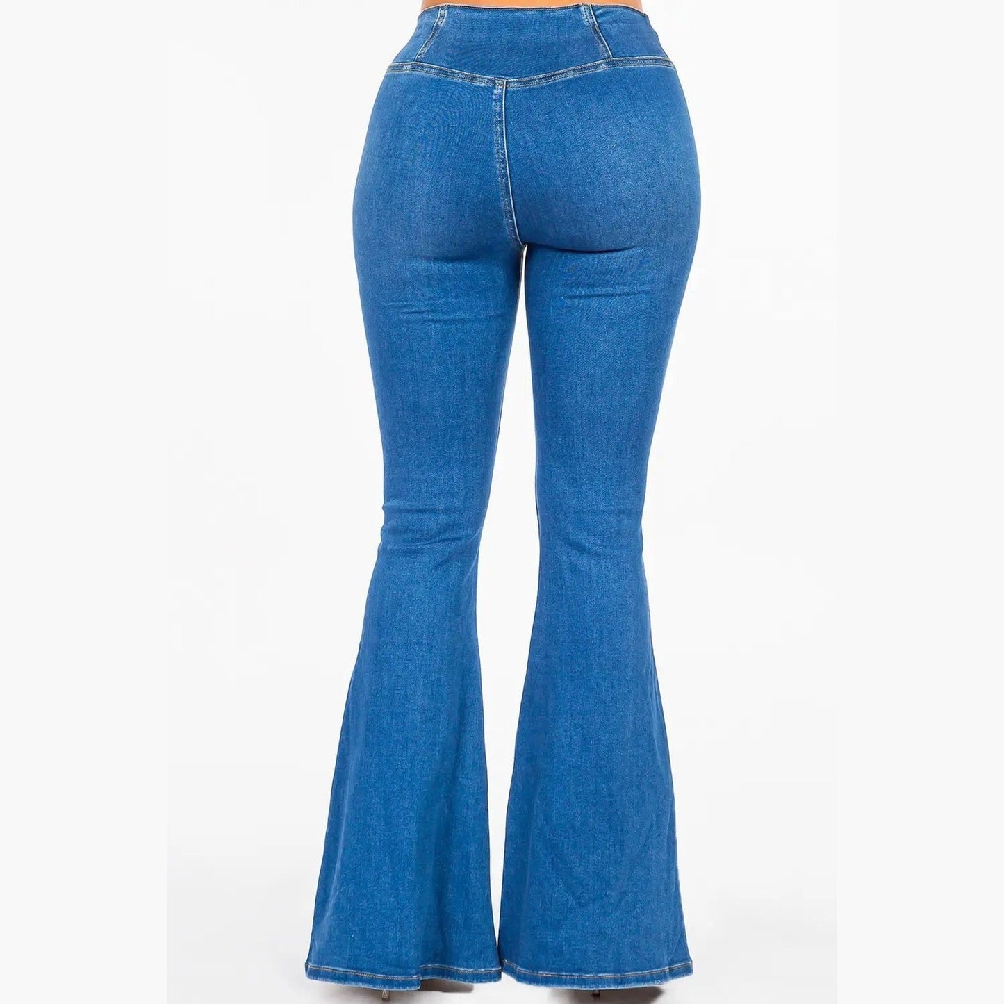 High Waist Pull On Flare Jeans