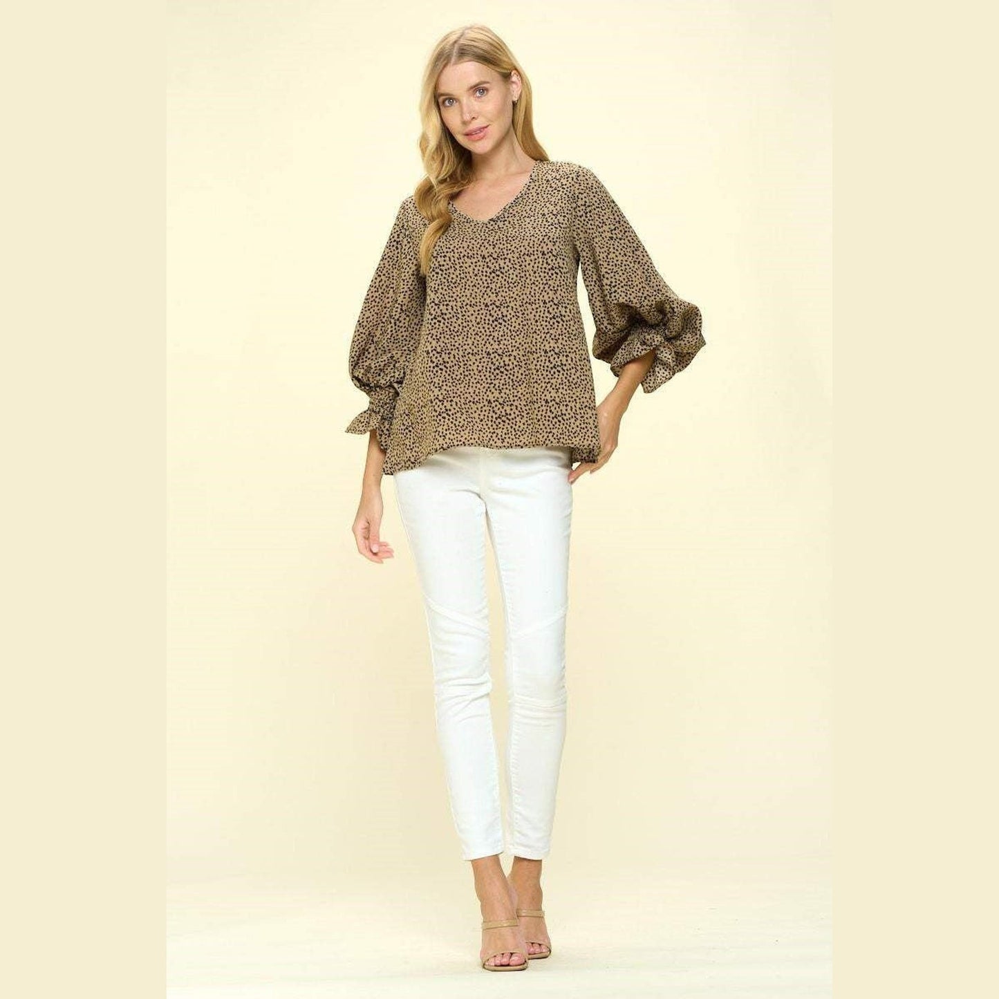 Print Ruffle Sleeve Top