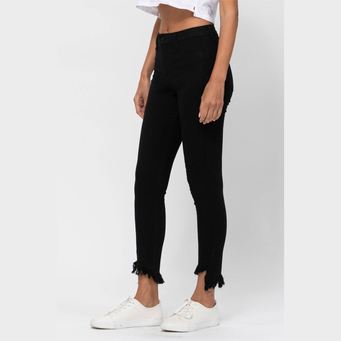 PS Mid Rise Fray Hem Crop Skinny Jeans