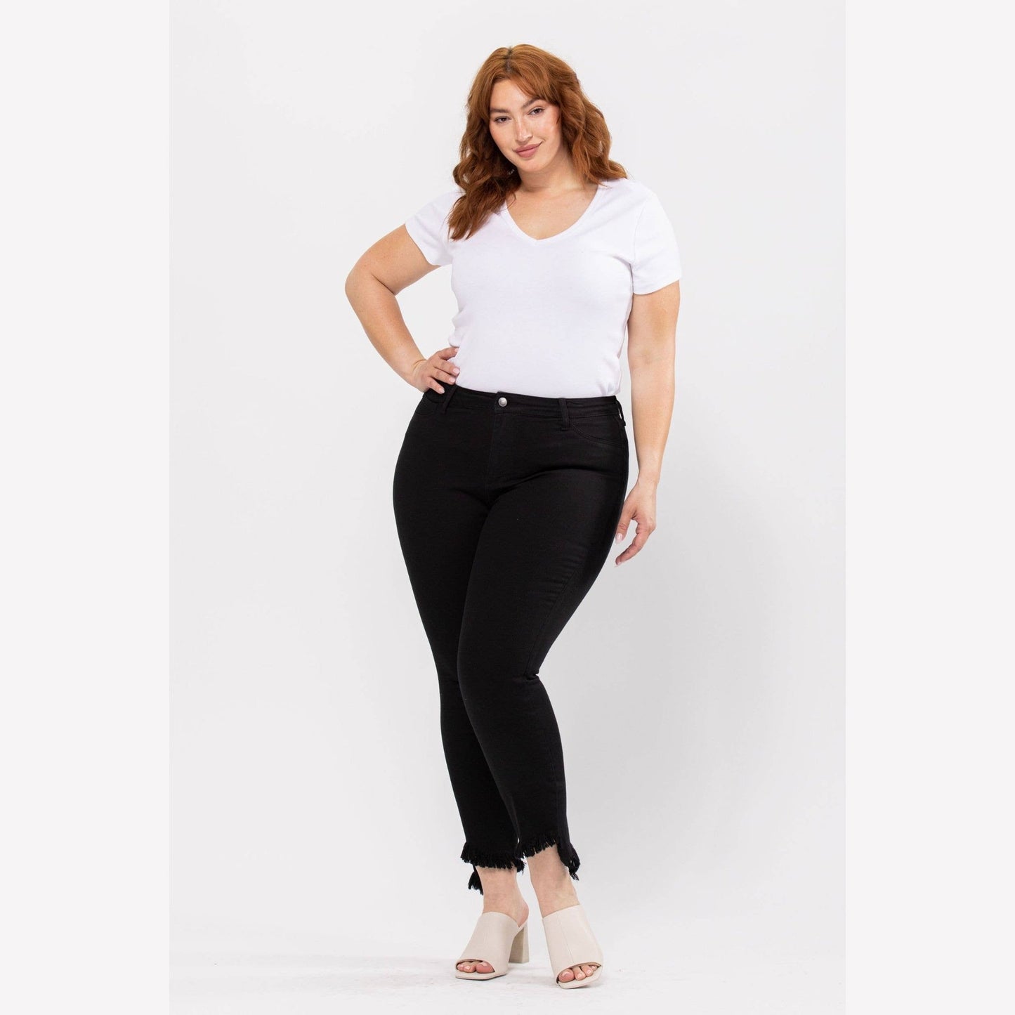 PS Mid Rise Fray Hem Crop Skinny Jeans
