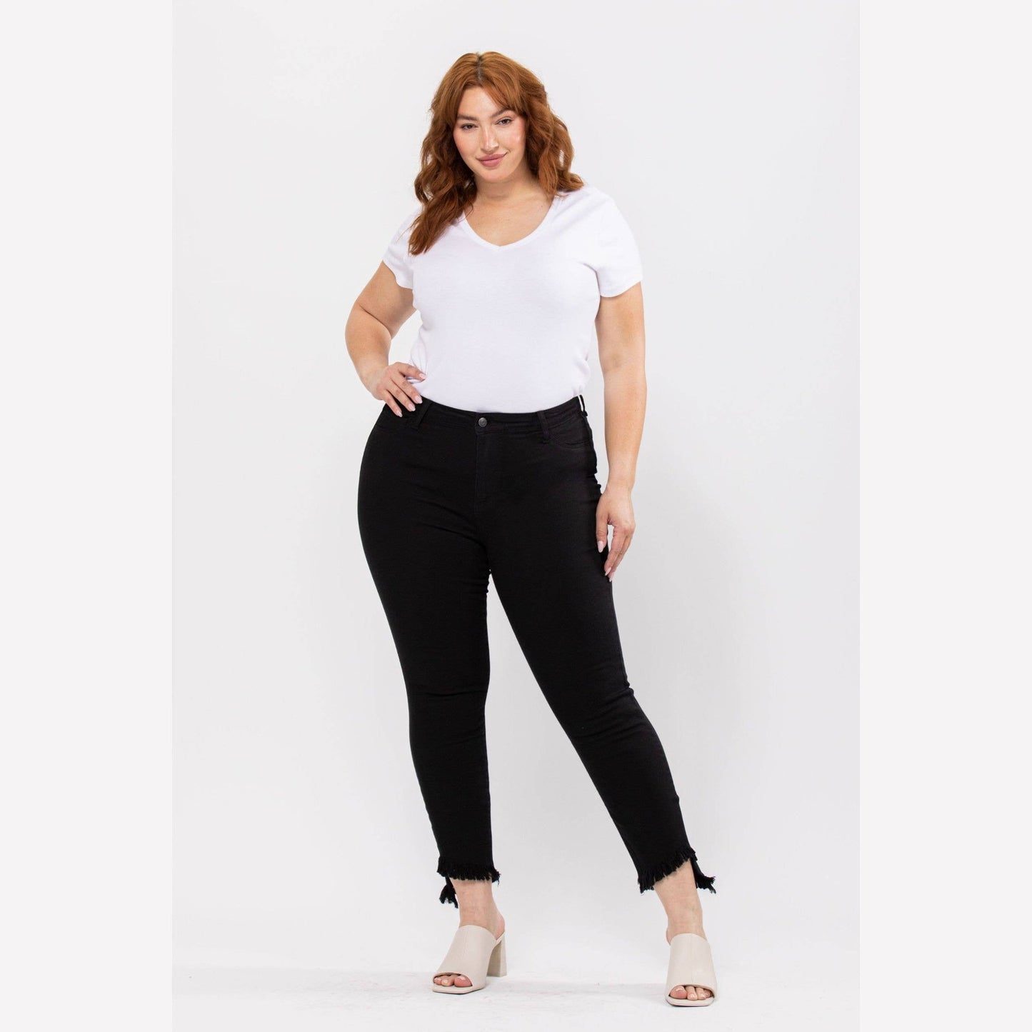 PS Mid Rise Fray Hem Crop Skinny Jeans