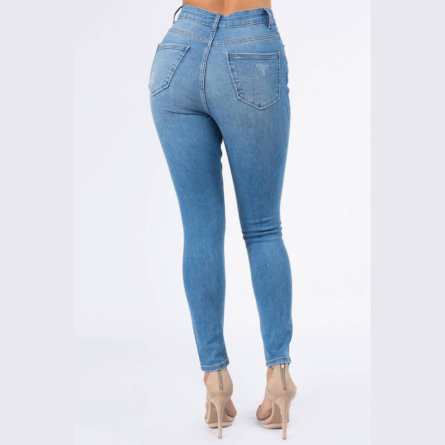 High Waist Distressed Skinny Jeans
