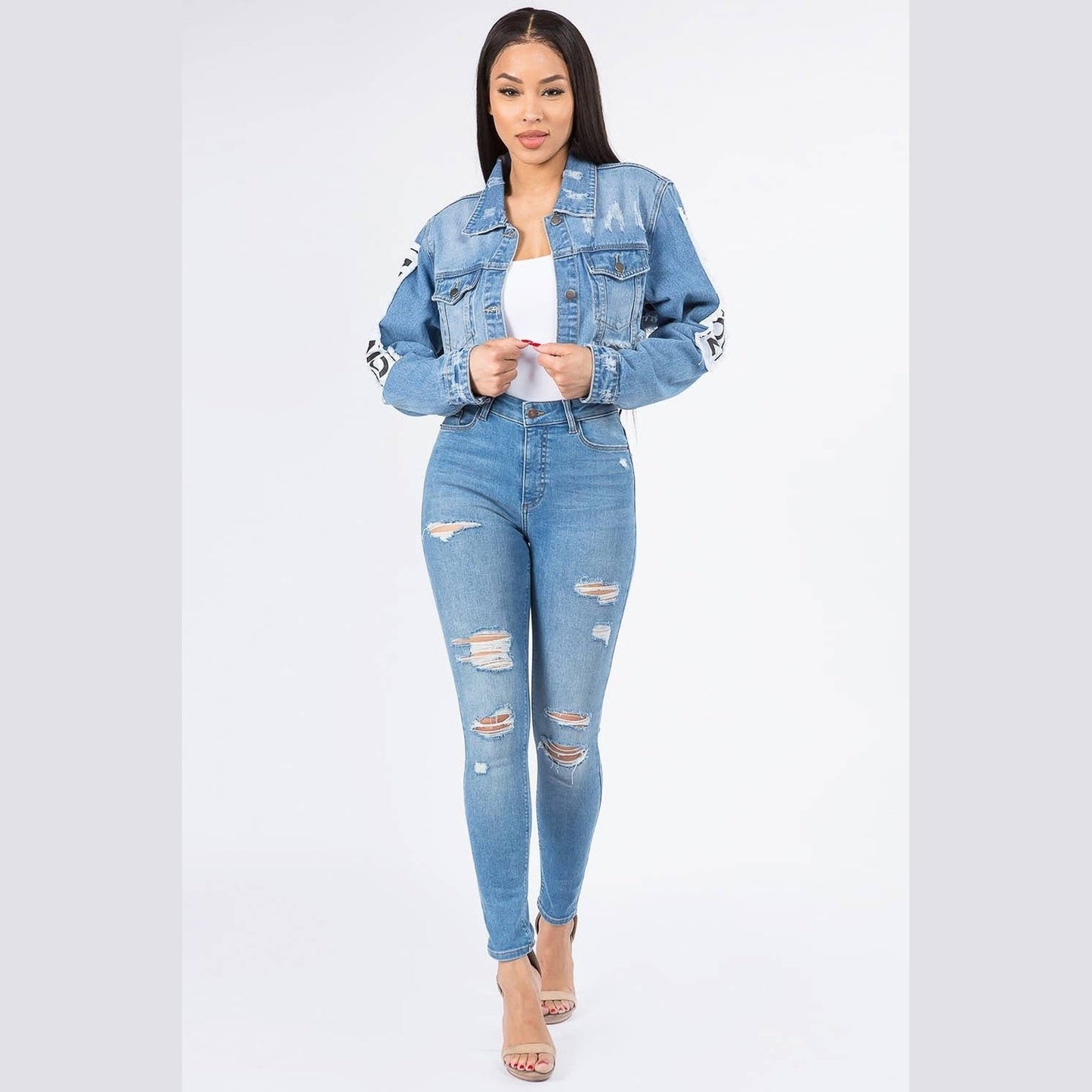High Waist Distressed Skinny Jeans