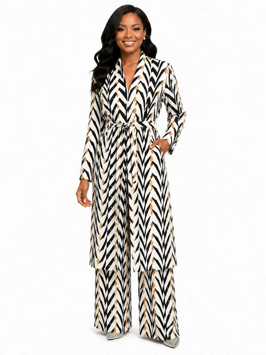 Chic Chevron Print Duster Pant Set