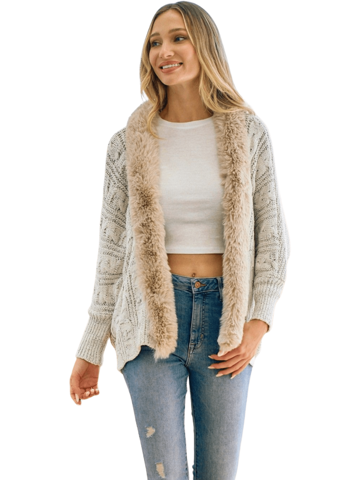 Marled Open Front Cardigan