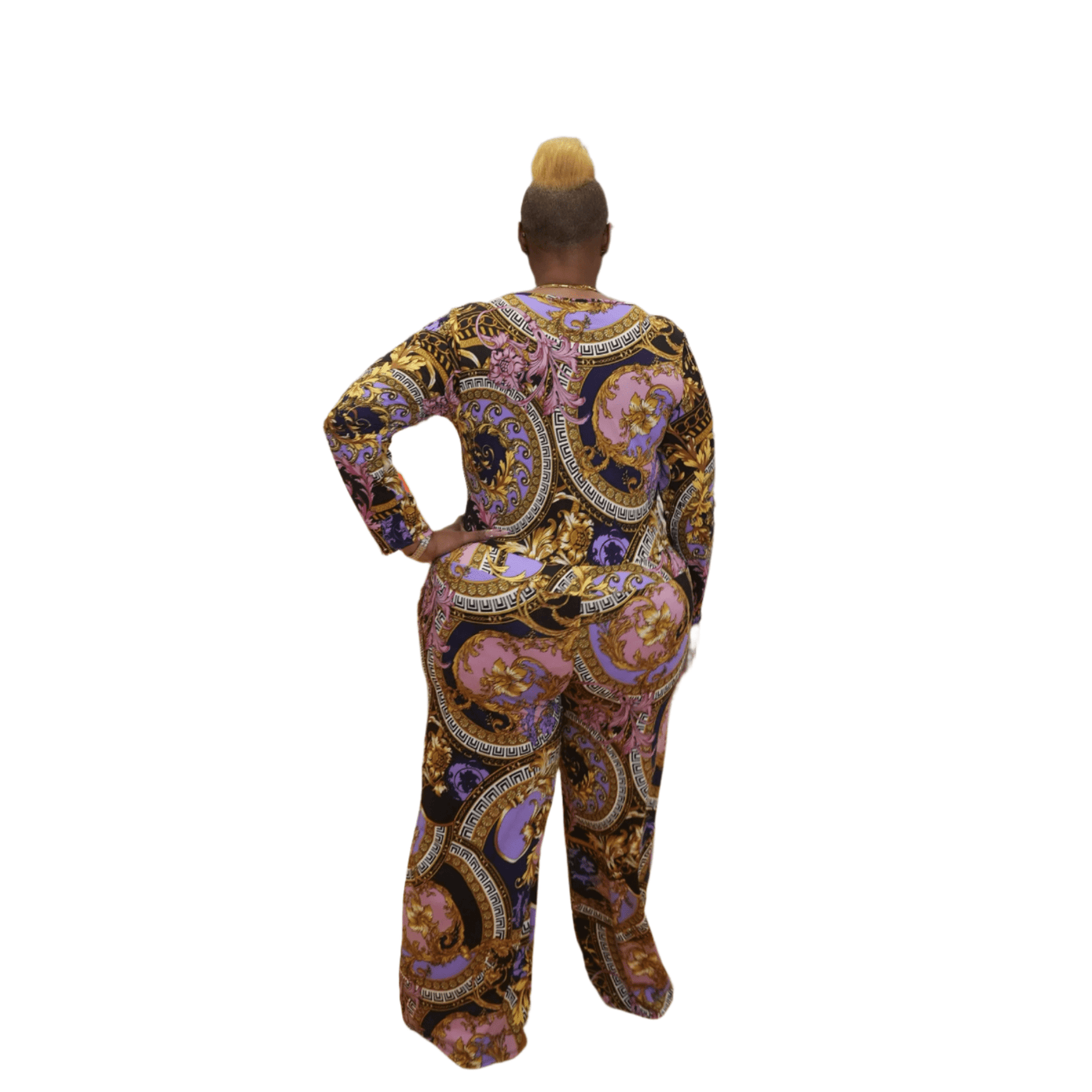 LS Button Down Jumpsuit Plus