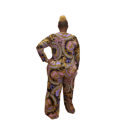 LS Button Down Jumpsuit Plus