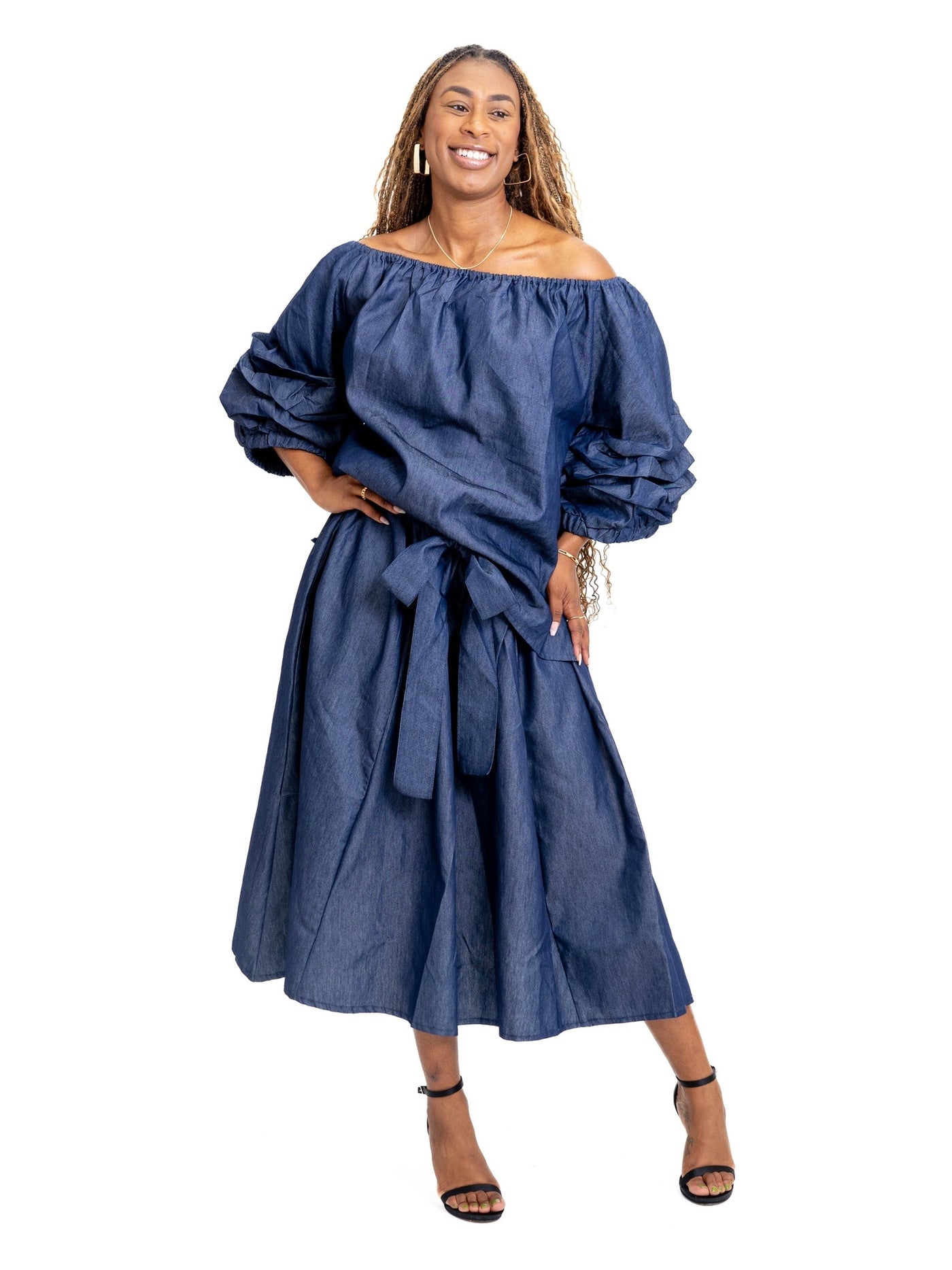 3pc Denim Smock Set
