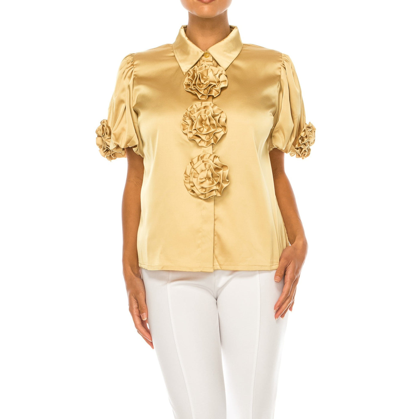 Floral Rosette Button Up Top