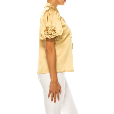 Floral Rosette Button Up Top
