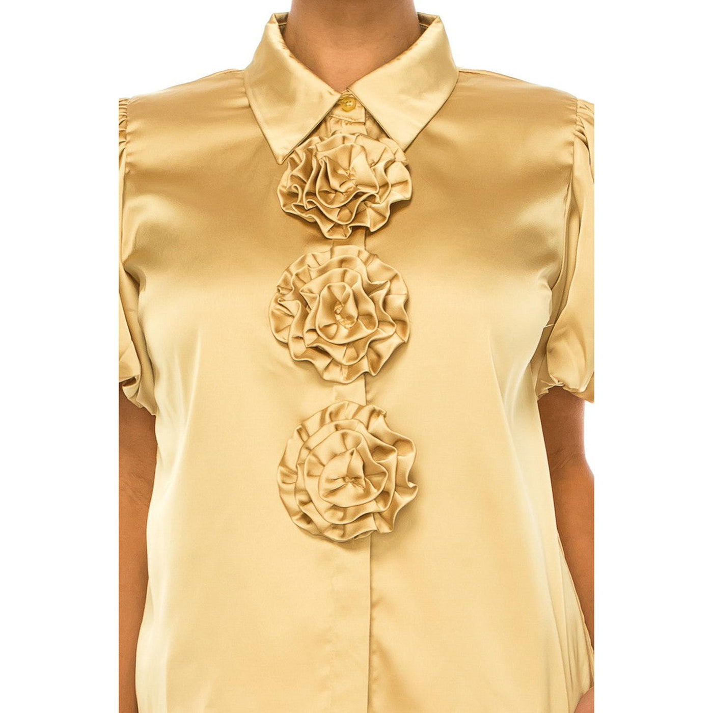 Floral Rosette Button Up Top