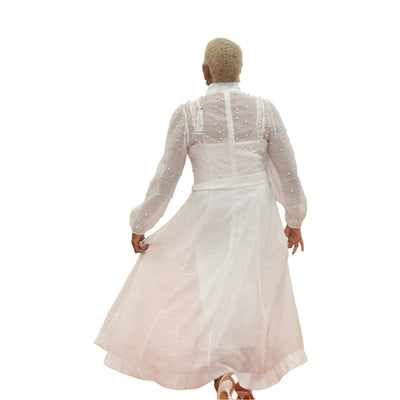White Pearl Lined Lace Dress Plus