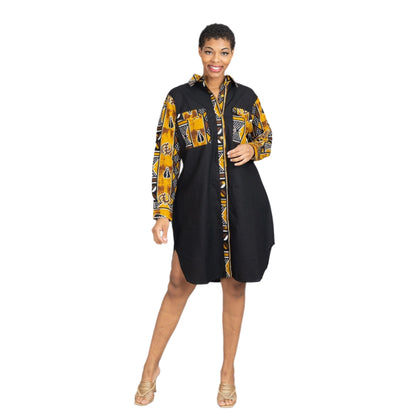 Auth African Print and Solid Dress