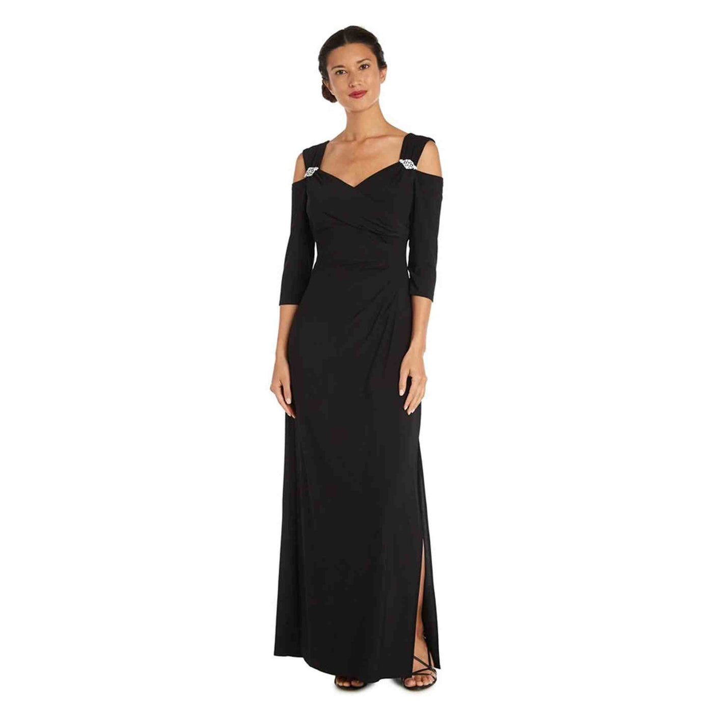 Column Evening Gown with Off the Shoulder Cutouts