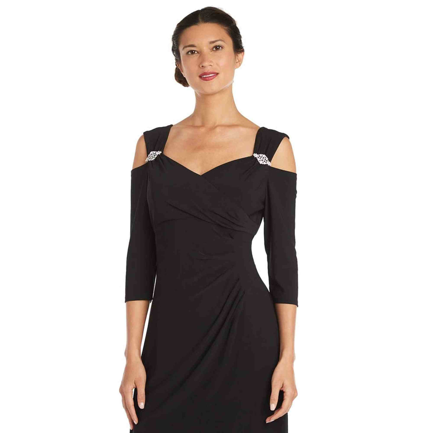 Column Evening Gown with Off the Shoulder Cutouts