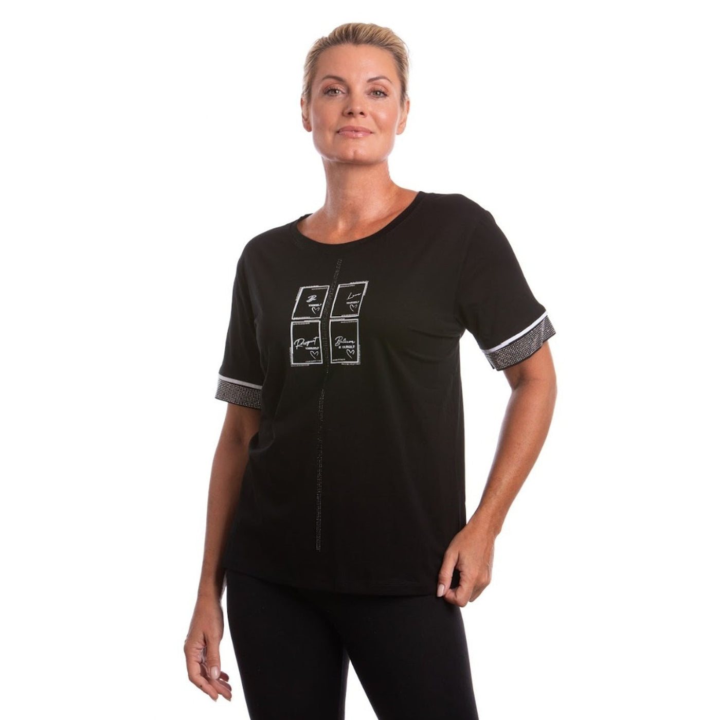Rhinestone Motive Graphic Tee Plus