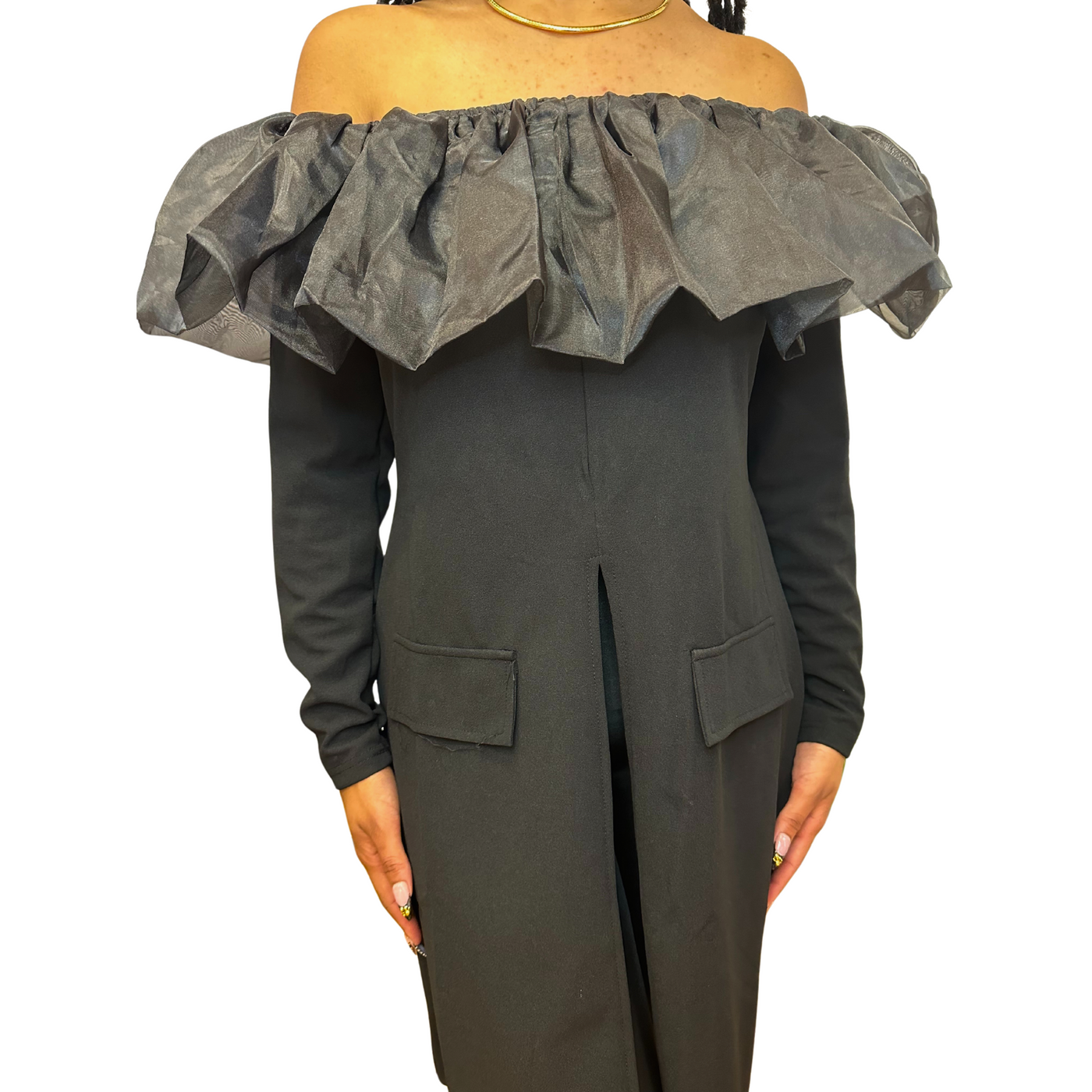 Chiffon Ruffle Off-Shoulder Top