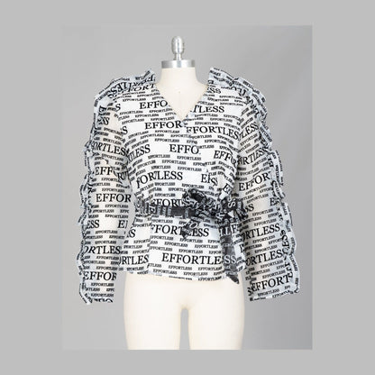 Newsprint Sheer Top