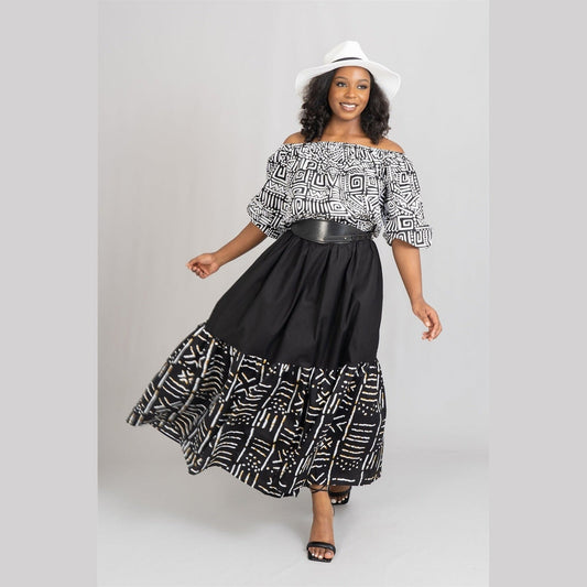 A Afrocentric Print Off-Shoulder Maxi Dress
