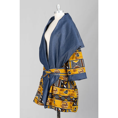 Auth. African Print/Denim Reversible Jacket