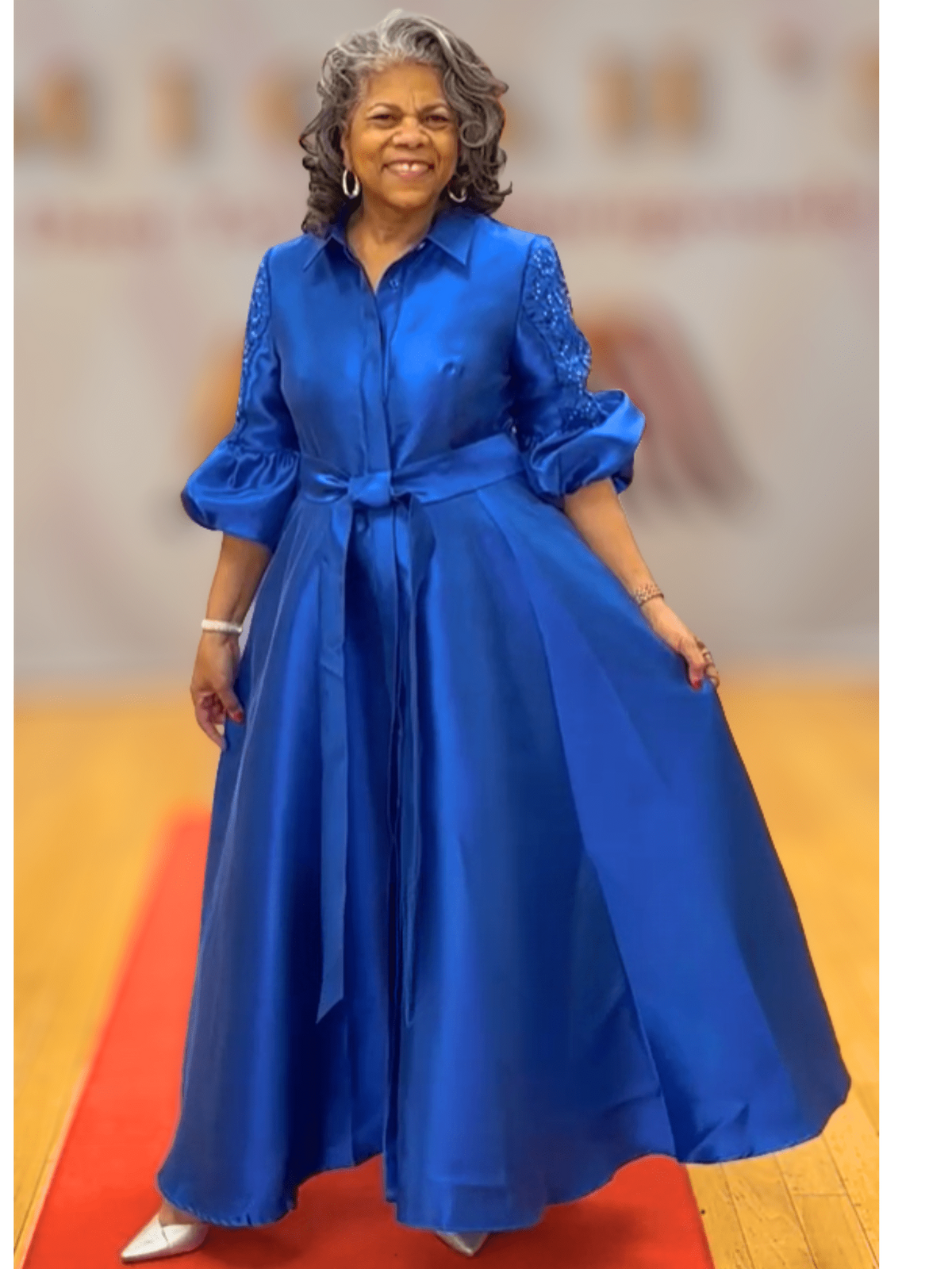 Bishop Sleeve Tie-Waist Maxi Dress
