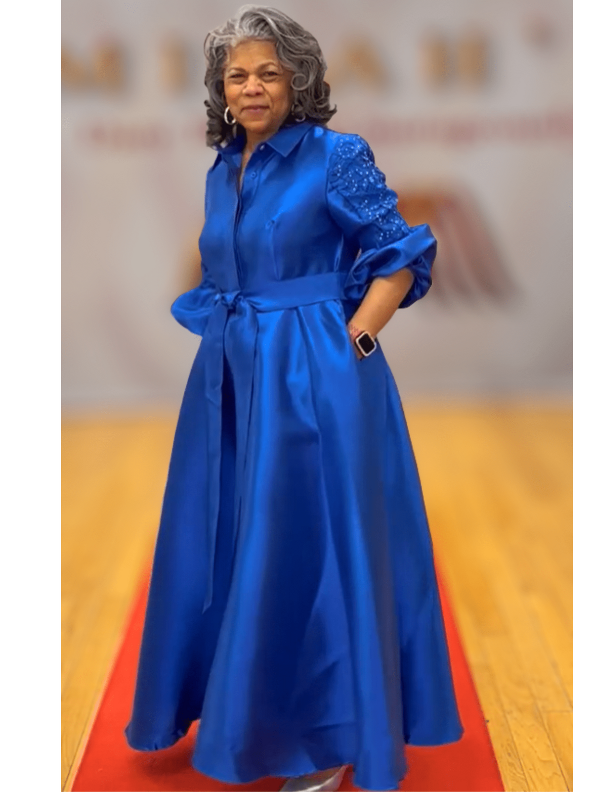 Bishop Sleeve Tie-Waist Maxi Dress