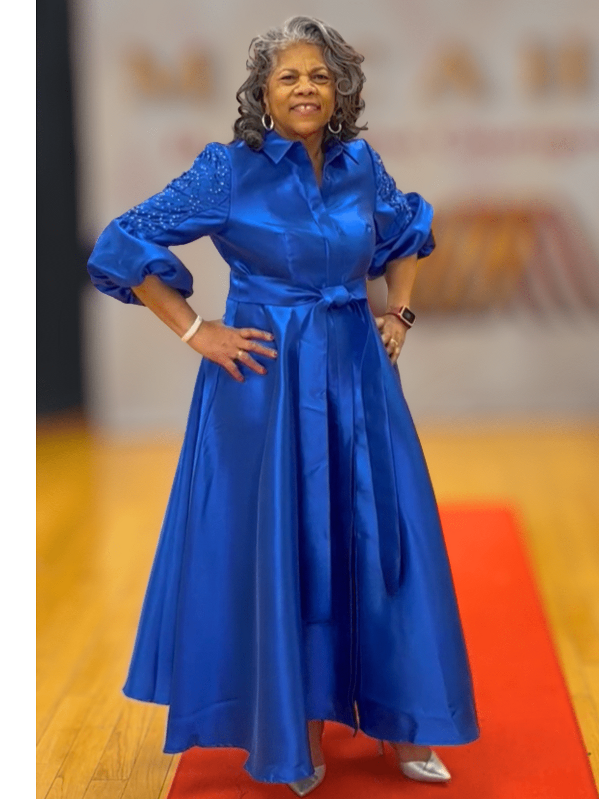 Bishop Sleeve Tie-Waist Maxi Dress