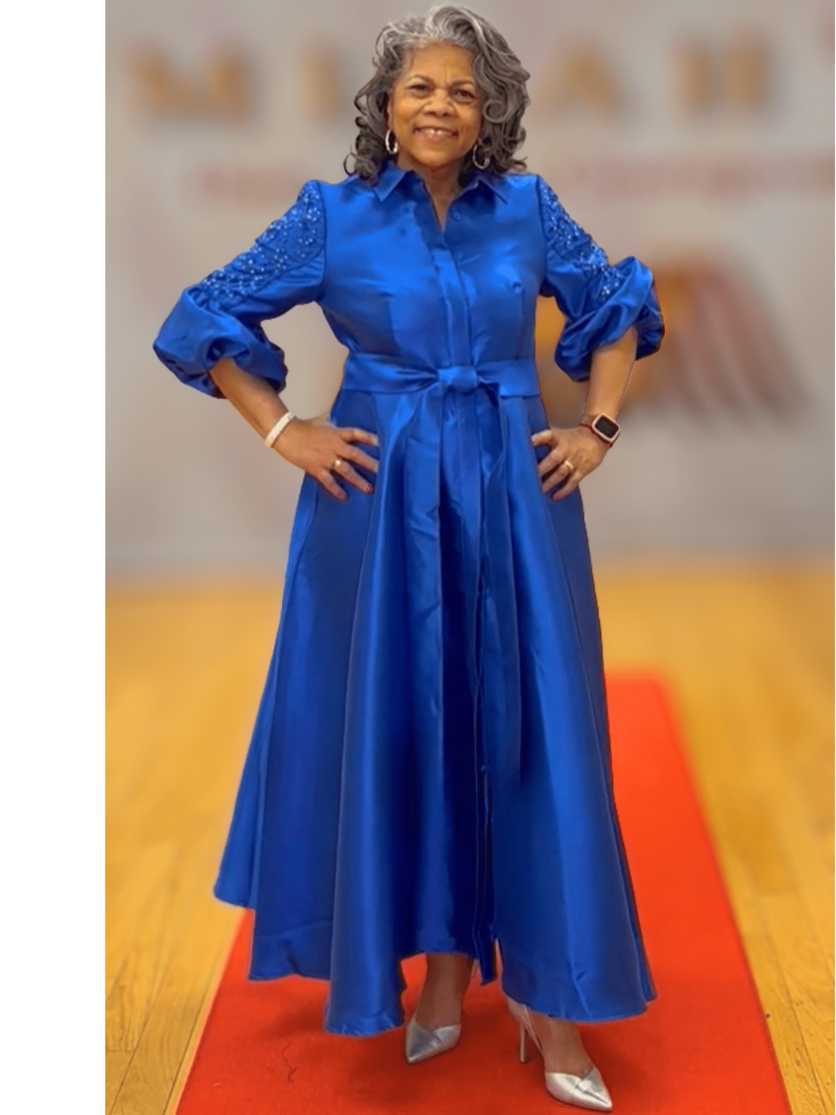 Bishop Sleeve Tie-Waist Maxi Dress