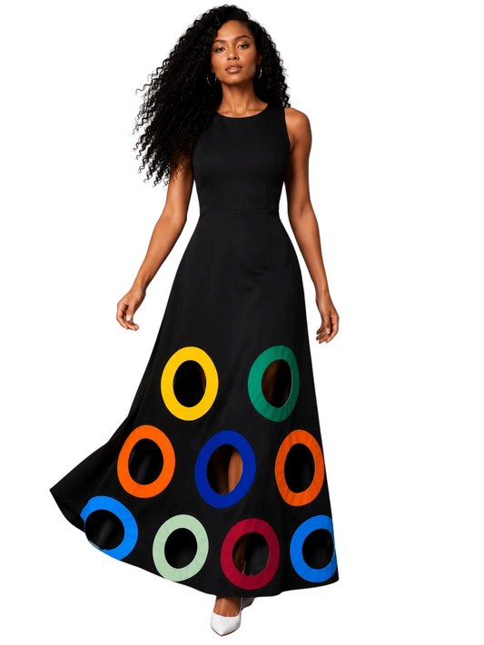 Colorful Circles Cutout Dress